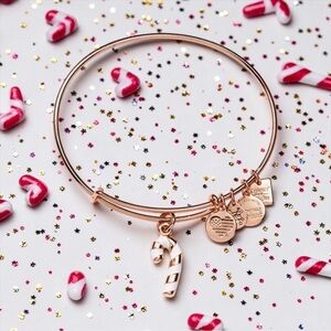 ♥️ALEX & ANI♥️Charity by Design Candy Cane Charm Bangle in Shiny Rose Gold/NWOT